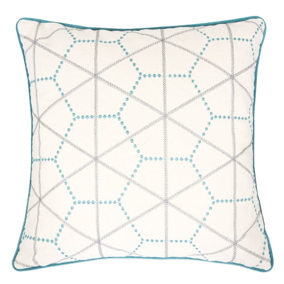 Helen Turquoise Geometric Polyester 20 in. x 20 in. Throw Pillow