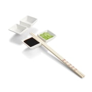 Helens Asian Kitchen 2-Section Sauce Dishes with Chopstick Rest, Ceramic, Set of 2