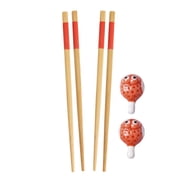 Helen s Asian Kitchen Chopstick And Rest Set, Fish Design, Set Of 2, Bamboo Chopsticks And Ceramic Chopstick Holders, For Sushi Noodles And Table Setting Decor