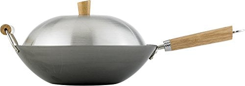 Helen's 14-inch Carbon Steel Wok with Lid and Bamboo Handles