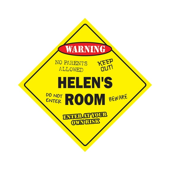 Helen's Room Sign Crossing Zone Xing | Indoor/Outdoor | 17" Tall kids bedroom decor door children's name boy girl