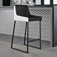 Helena Black and White Leatherette Counter Stool with Black Powder