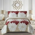 thumbnail image 1 of Helena Burgundy Luxury Print Lightweight Reversible Oversize Quilt / Bedspread Set : Full/Queen, 1 of 4