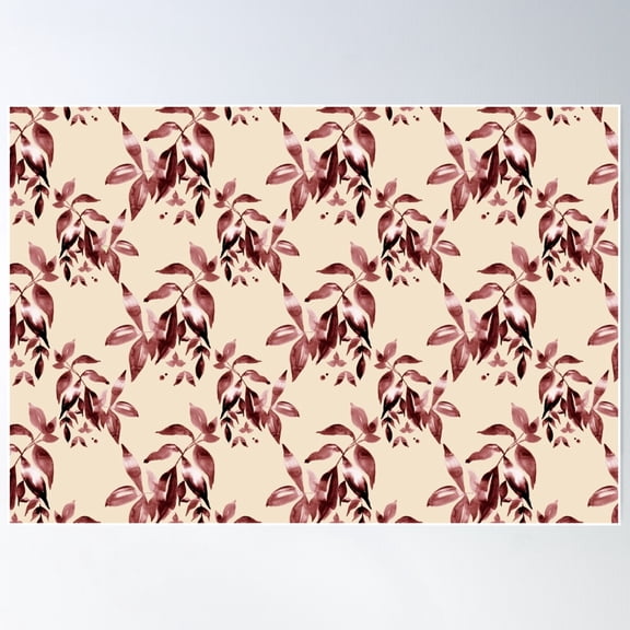 Helena – Maroon On Cream Poster Wall Art, Modern Wall Decor For Living Room Bedroom, 12x18 UNFRAMED