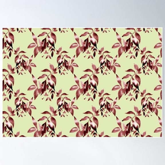 Helena – Maroon On Pistachio Poster Wall Art, Modern Wall Decor For Living Room Bedroom, 24x36 UNFRAMED