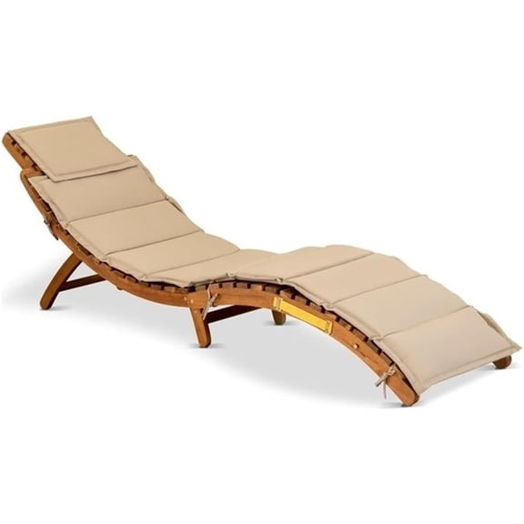 Helena Patio Chaise Lounge - Outdoor Acacia Wood Sunlounger Chairs for Poolside, Deck, Lawn, 72x22x25 Inch, Natural Oil
