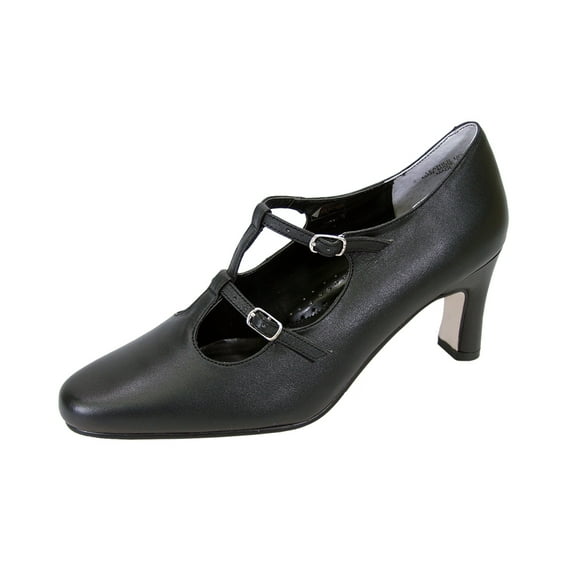 PEERAGE Helena Women's Wide Width T-strap Leather Shoes