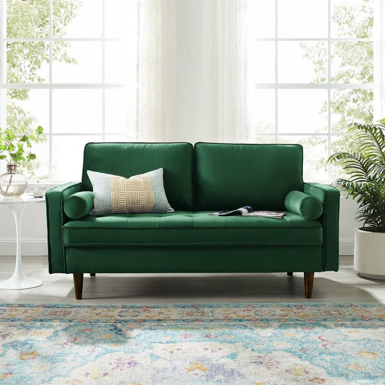 Helene 55.87'' Velvet Recessed Arm Loveseat