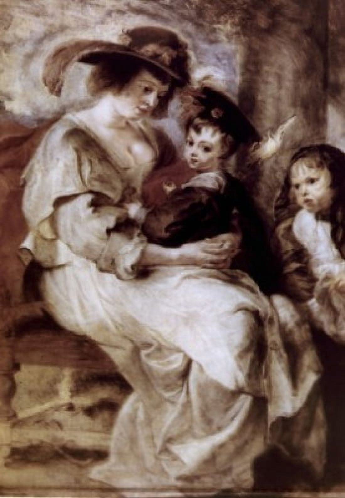 Helene Fourment and Her Children by Peter Paul Rubens oil on wood circa 1638 1577-1640 France Paris Musee du Louvre Canvas Art - Peter Paul Rubens (18 x 24)