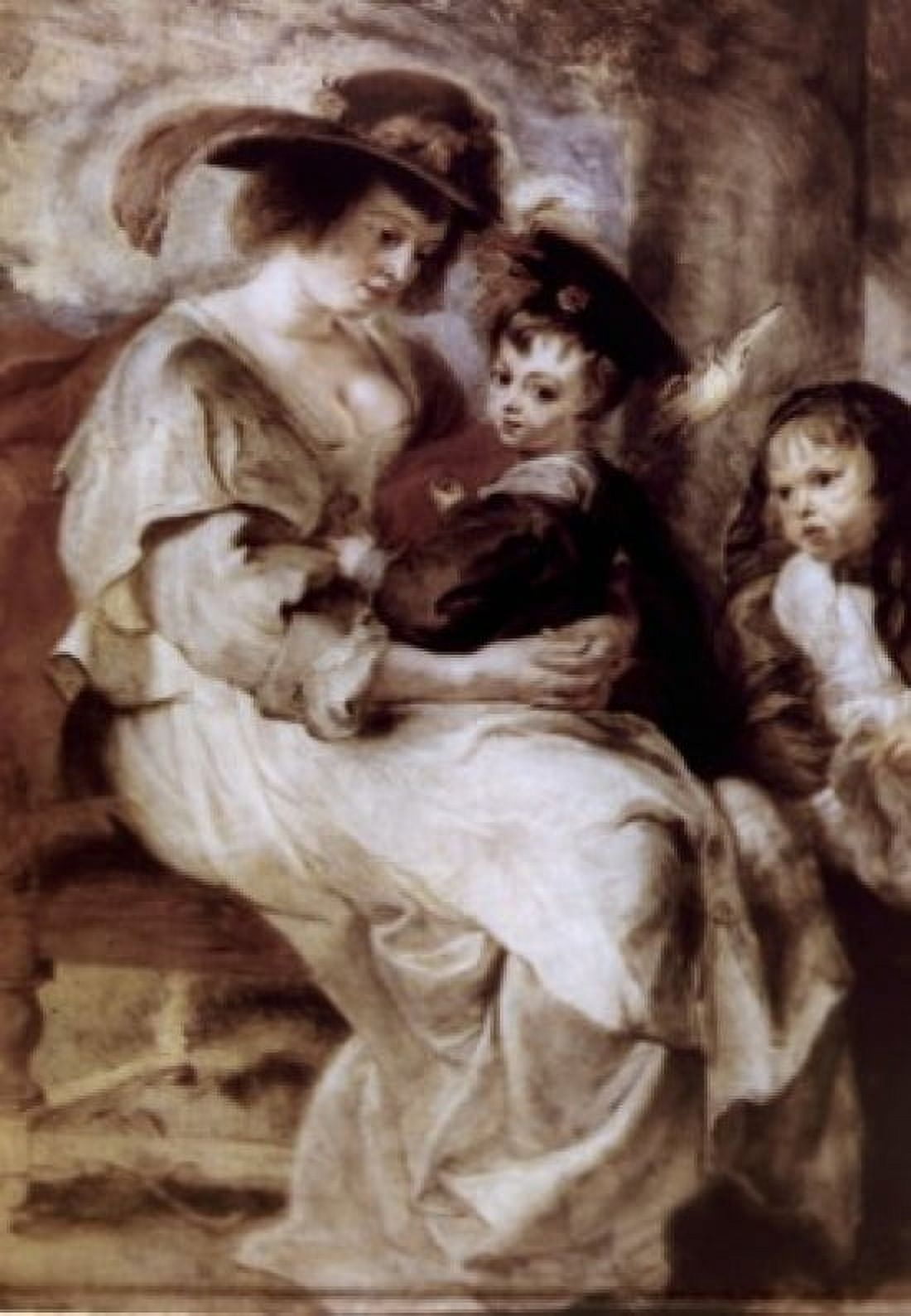 Helene Fourment and Her Children by Peter Paul Rubens oil on wood circa 1638 1577-1640 France Paris Musee du Louvre Canvas Art - Peter Paul Rubens (24 x 36)