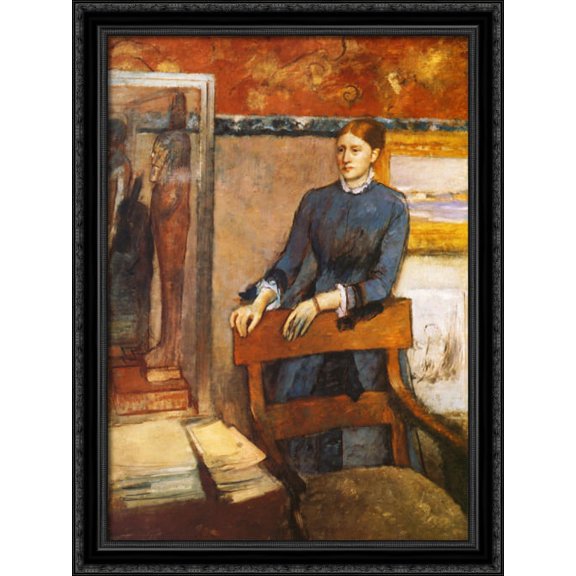 Helene Rouart in Her Father s Study 28x36 Large Black Ornate Wood Framed Canvas Art by Edgar Degas