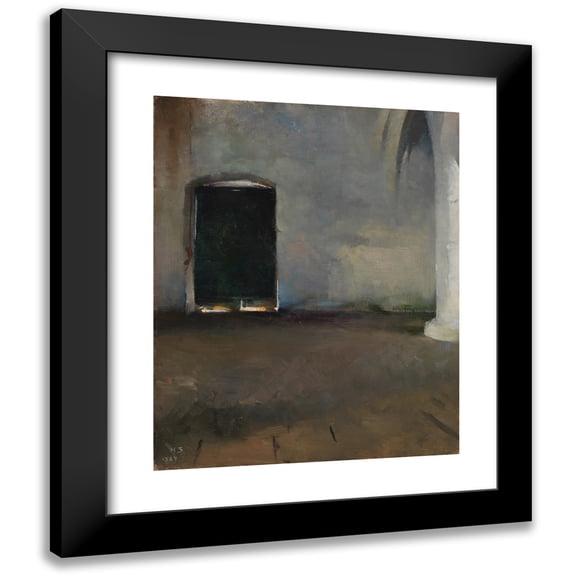 Helene Schjerfbeck 12x14 Black Modern Framed Museum Art Print Titled - The Door (1884)