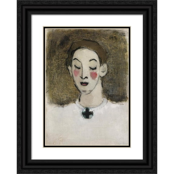 Helene Schjerfbeck 18x24 Black Ornate Framed Double Matted Museum Art Print Titled: Nurse I (Kaija Lahtinen) (1943)