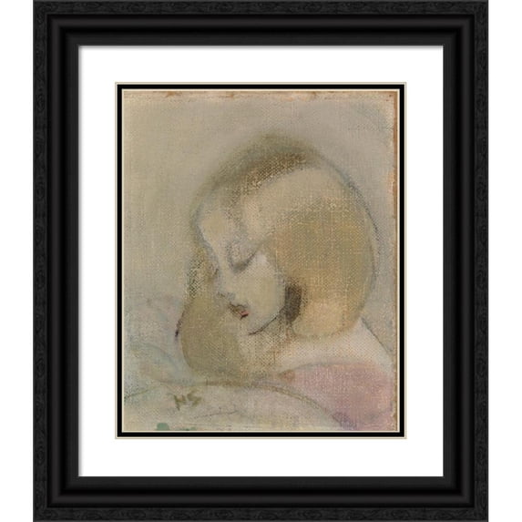 Helene Schjerfbeck 20x24 Black Ornate Framed Double Matted Museum Art Print Titled: Annuli Reading (1923)