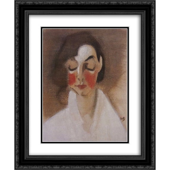 Helene Schjerfbeck 2x Matted 20x24 Black Ornate Framed Art Print 'Rosy-Cheeked Girl'