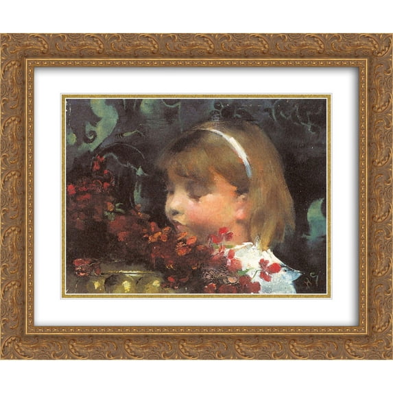 Helene Schjerfbeck 2x Matted 24x20 Gold Ornate Framed Art Print 'Portrait of a Child'