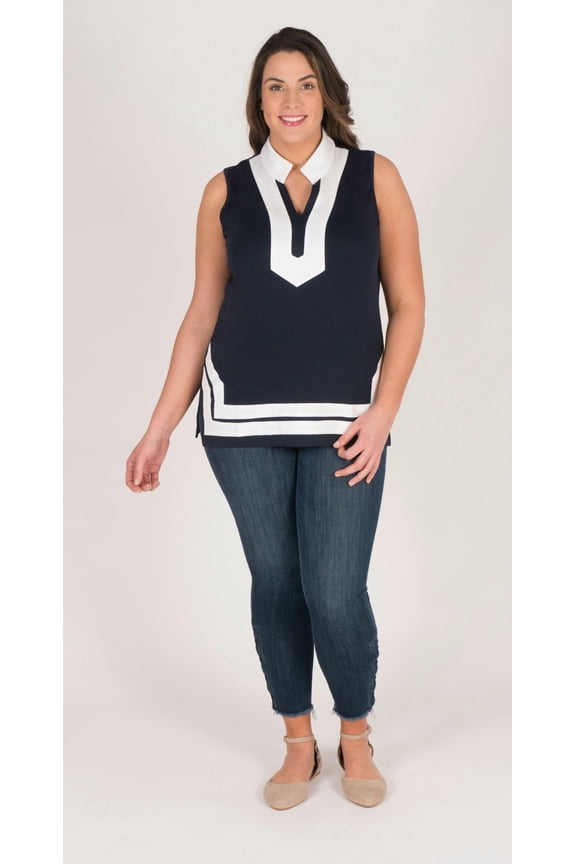 Helene Sleeveless Tunic with Trim