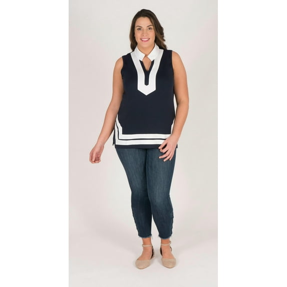 Helene Sleeveless Tunic with Trim