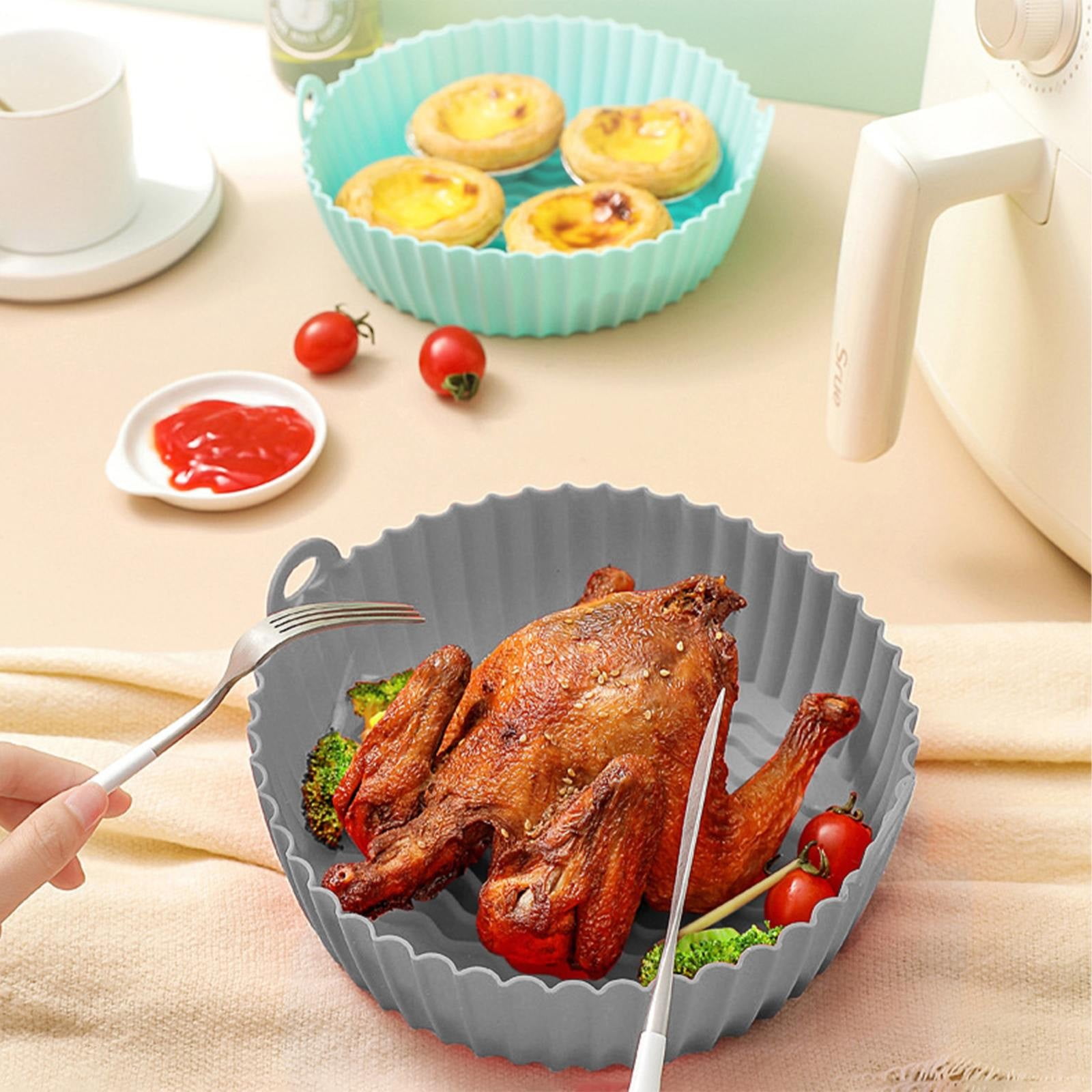 Helenmas 7.87" Air Fryer Liners Reusable Silicone Basket Round, Apply