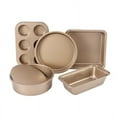 thumbnail image 1 of Helenmas Nonstick Bakeware Sets Baking Pans Set Toaster Oven Trays Kitchen Baking with Pizza Pan Cake Pan Bread Loaf Box Pan Cookie Sheet Cake Mould Rose Gold, 1 of 5