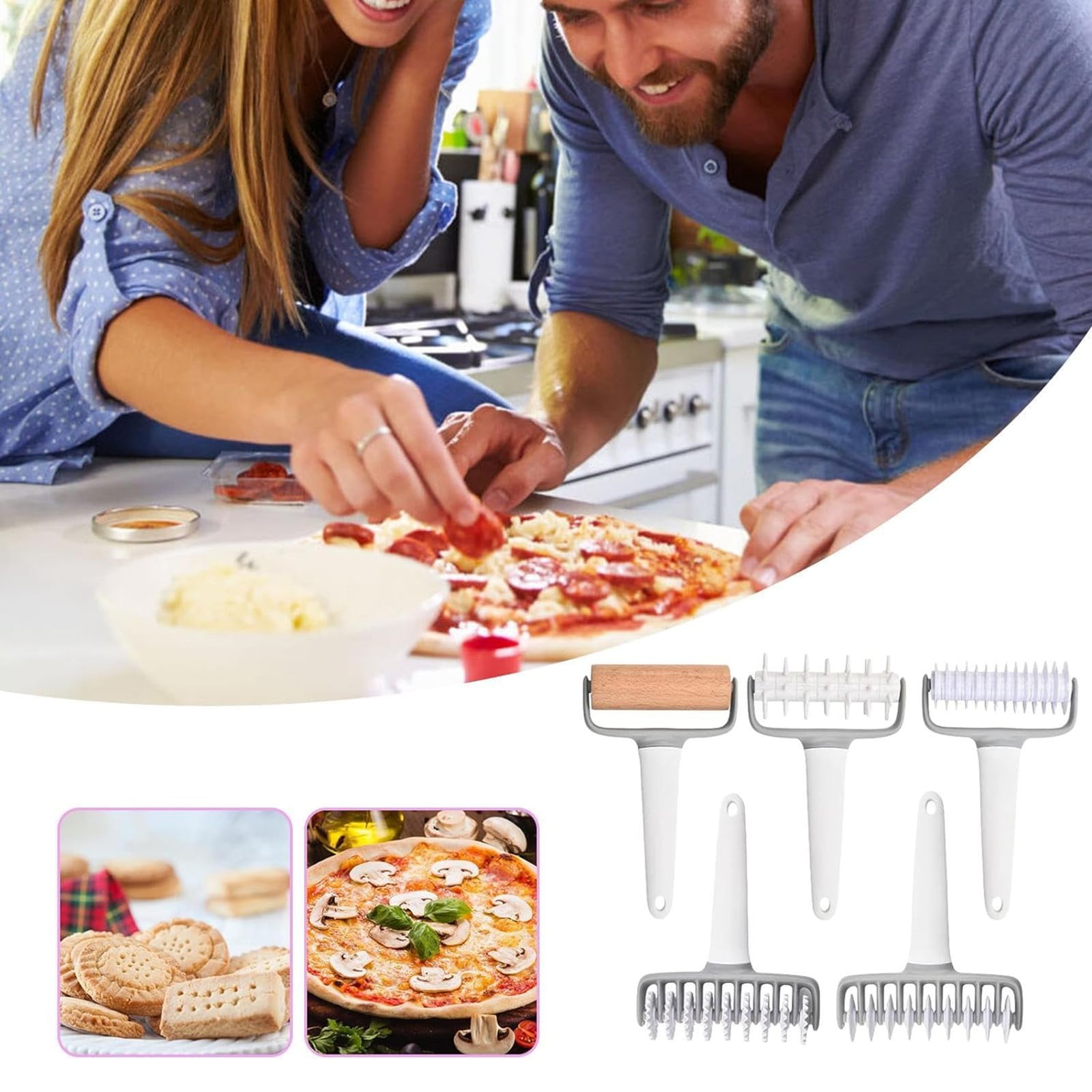 Helenmas Pizza Dough Pizza Roller Tool Stainless Steel Pizza Roller