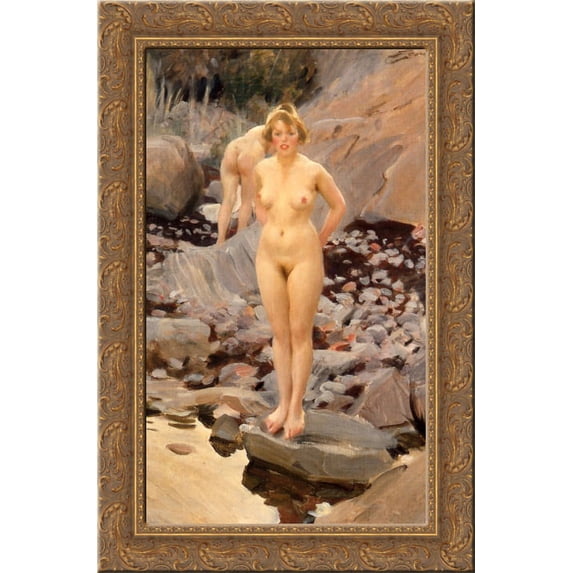 Helga 24x16 Gold Ornate Wood Framed Canvas Art by Anders Zorn