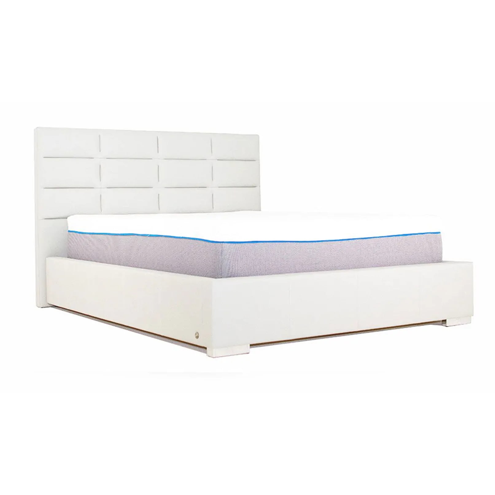 Helga Modern Upholstered Storage Queen Size Bed in White