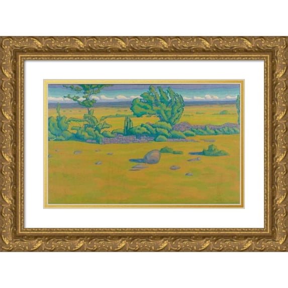 Helge Johansson 18x12 Gold Ornate Wood Frame and Double Matted Museum Art Print Titled - Oland (1912)