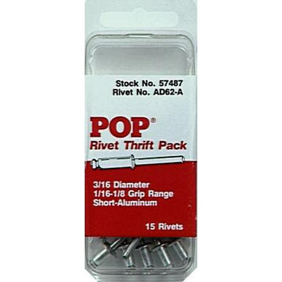 Heli Coil & Stanley Engineered Fastening HE57487 0.31 in. Dia. AD62-ABS Popset Aluminum Rivet & Aluminum Mandrel
