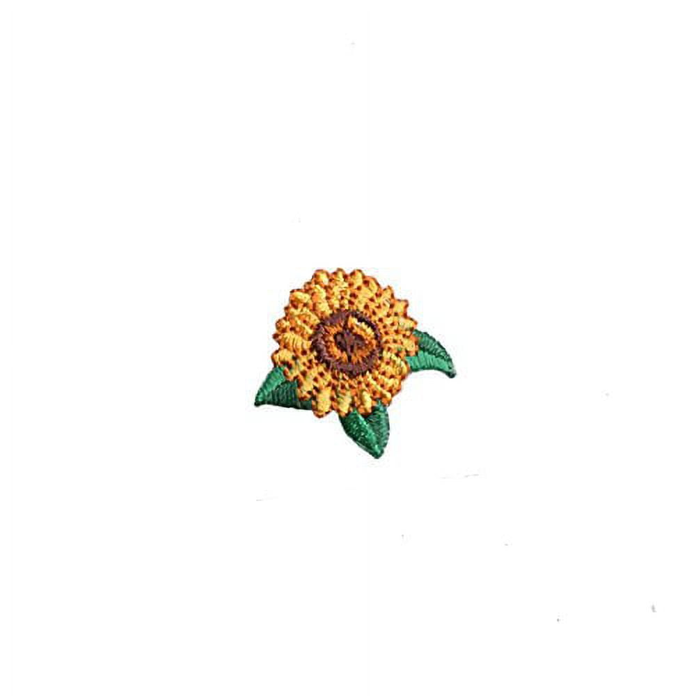 Helianthus Sunflower Self Adhesive embroidered Iron On Applique Patch (1.15" sold by 2 pcs)