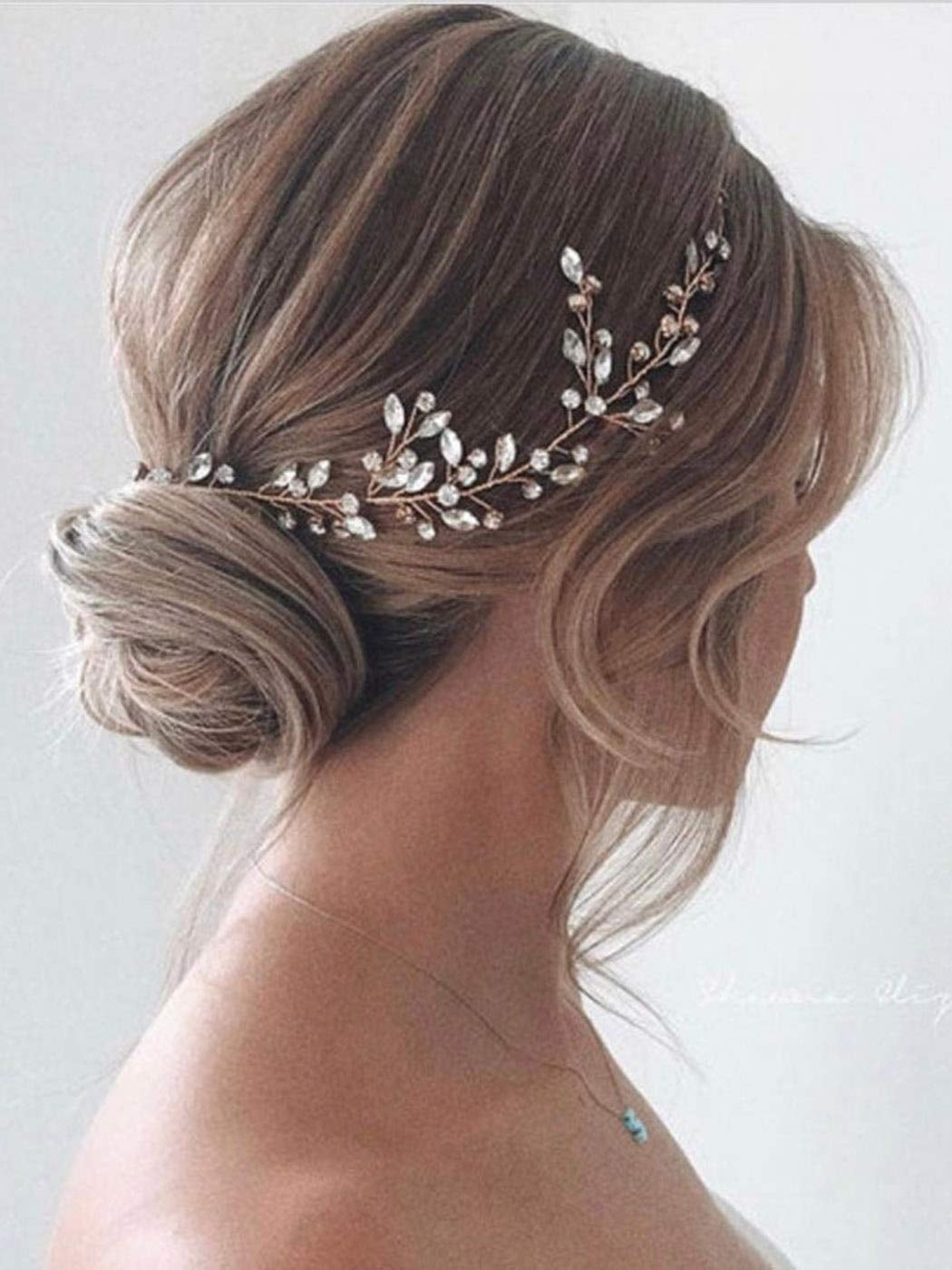 HelianthusRhinestone Crystal Wedding Hair Vine, Silver  display picture 3