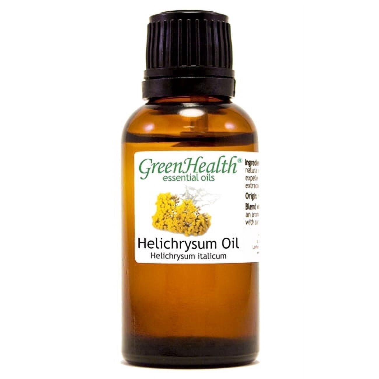 GreenHealth Helichrysum Essential Oil – 1 fl oz | 100% Pure & Natural | Amber Glass Bottle w/ Euro Dropper | for Aromatherapy, Perfect for Diffusing, Massage Oils, Blending