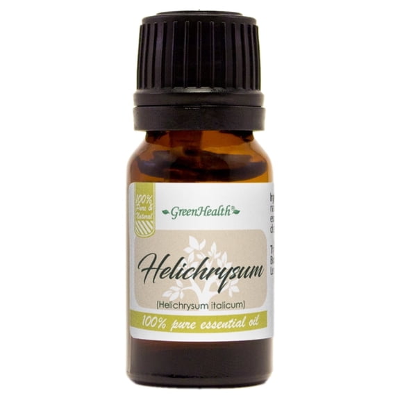 GreenHealth Helichrysum Essential Oil 10 ml | Aromatic Botanical Oil | Amber Glass Euro Dropper | for Roll-On Blends, Diffusers, Massage Oils & DIY Body Care