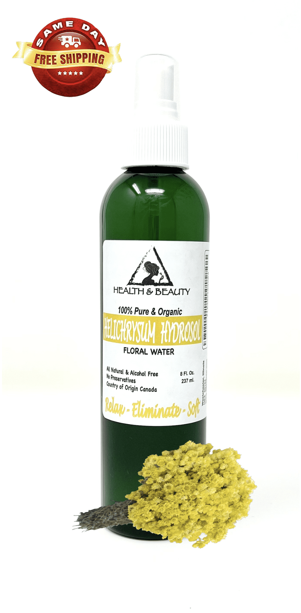 Helichrysum Hydrosol Organic Floral Water Pure Natural 8 oz