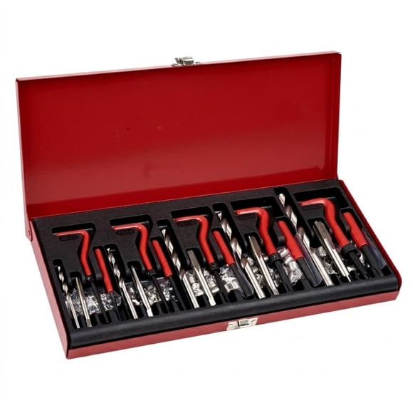 Helicoil Thread Repair Kit 166-Piece, Metric M5 M6 M8 M10 M12 HSS Drill Rethreading Tool Kit, Carbon Steel Thread Inserts Taps & Installation Tools for Automotive