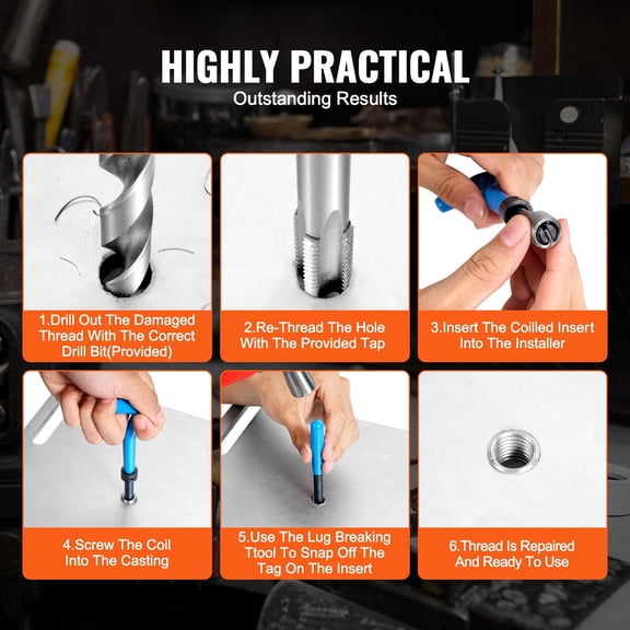 Helicoil Thread Repair Kit,338-Piece SAE&Metric Insert Set with Taps,Drill Bits,and Installation Tools for M5 to M12 and 1/4" to 1/2"