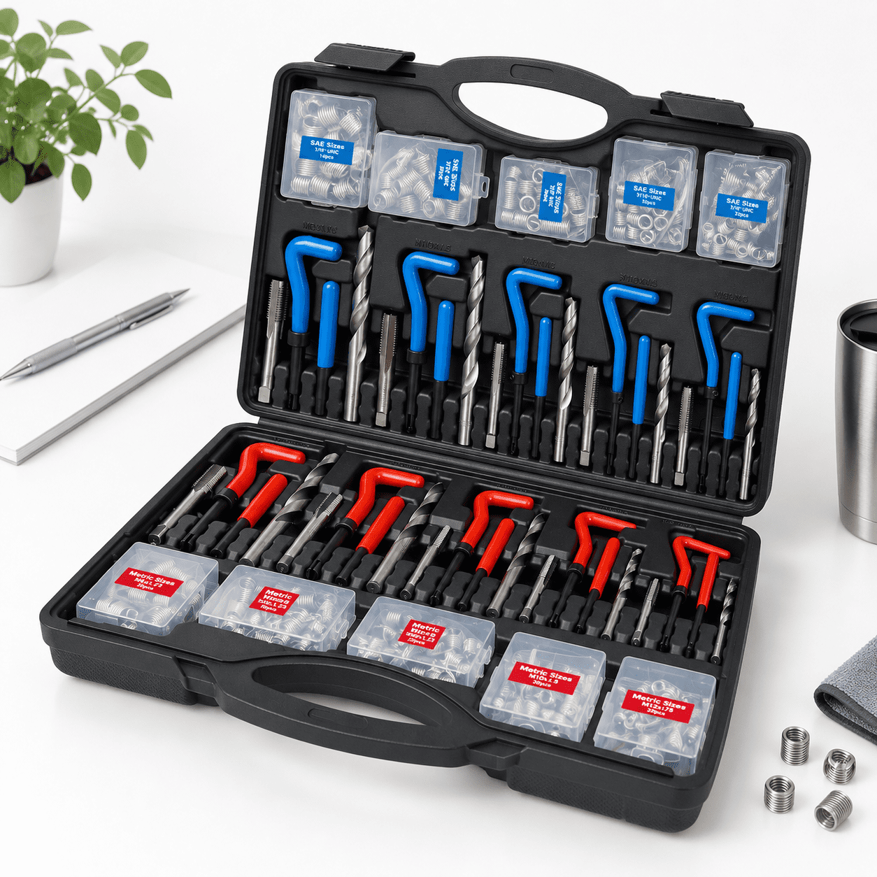Sae Tools Helicoil Thread Repair Tool Kit 320PCS Metric & SAE Multi Size Set ...