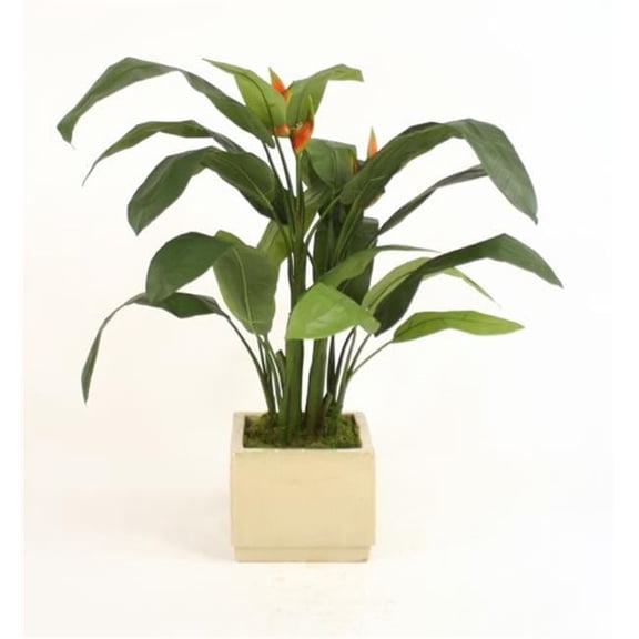 Heliconia Leaf Floor Plant in Square Ivory-Glazed Stoneware