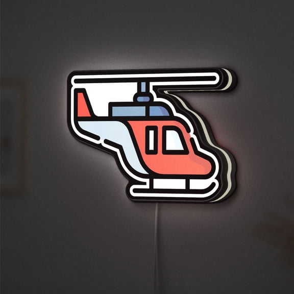 Helicopter 3D Novelty Light Box, Aircraft Wall Art Ideal for Aviation Enthusiasts and Travel Lovers (Height 12 inch, 30cm)