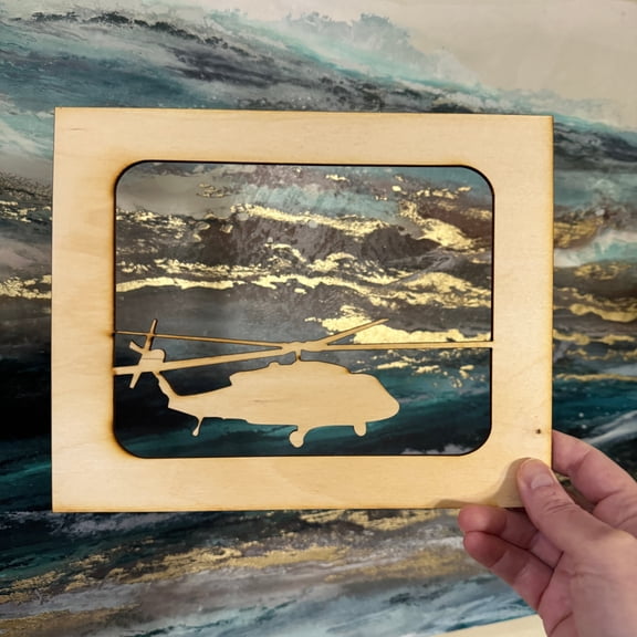 Helicopter 8x10 Horizontal Photo Frame Insert - Baltic Birch
