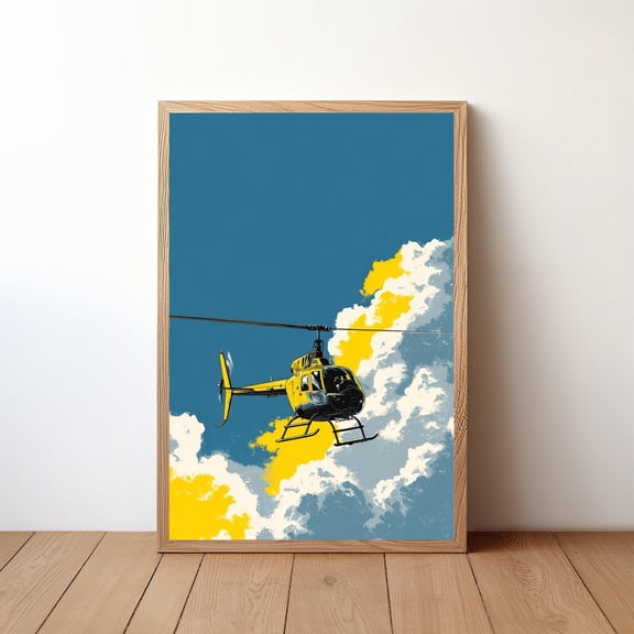 Helicopter Aviation Minimalist Recreational Helicopter Wall Art AVI 84, Unframed Poster