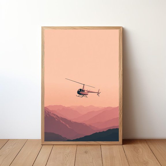 Helicopter Aviation Minimalist Recreational Wall Art Eighth Edition, Unframed Poster