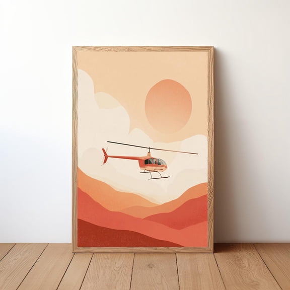 Helicopter Aviation Minimalist Recreational Wall Art Eleventh Edition, Unframed Poster