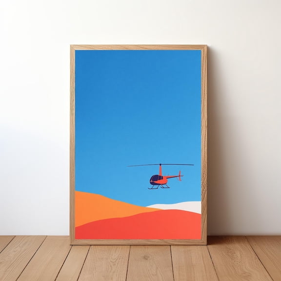 Helicopter Aviation Minimalist Recreational Wall Art, Unframed Canvas
