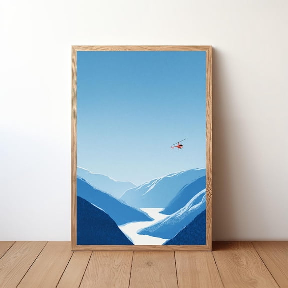 Helicopter Aviation Minimalist Recreational Wall Art, Unframed Canvas