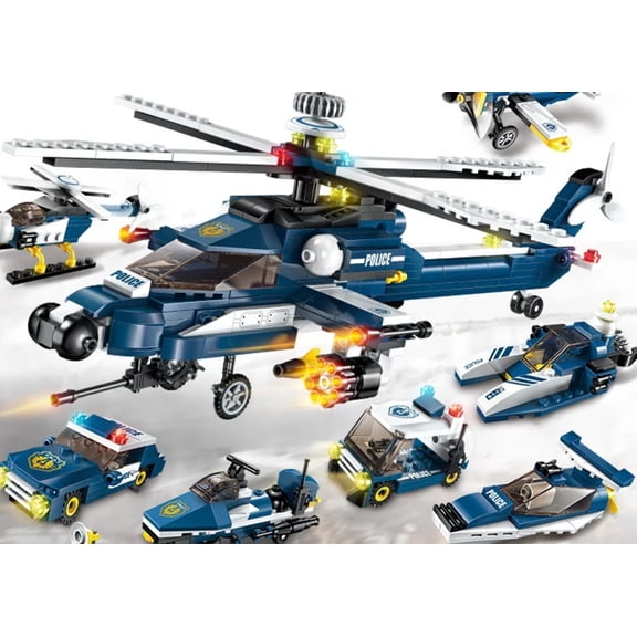 Helicopter Building Block Puzzle Assembly Airplane Boy Car Toy Children 6-12 Years Old Jigsaw Fighter Gift