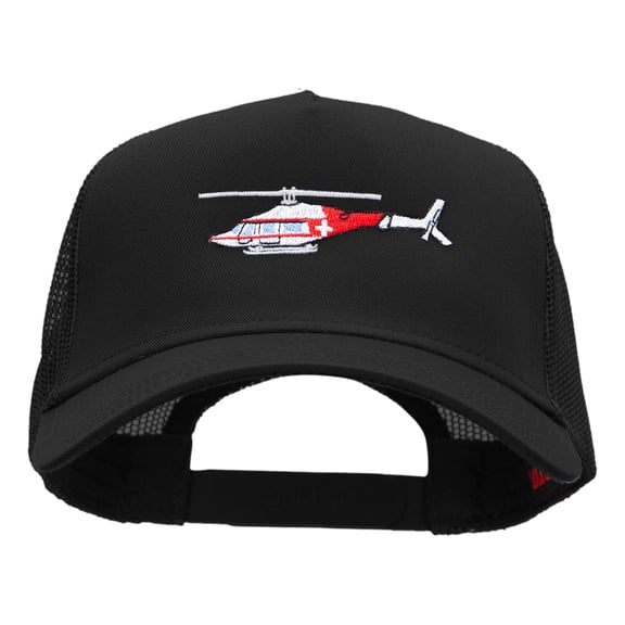 Helicopter Careflight Embroidered Cotton Mesh Trucker Cap - Black OSFM