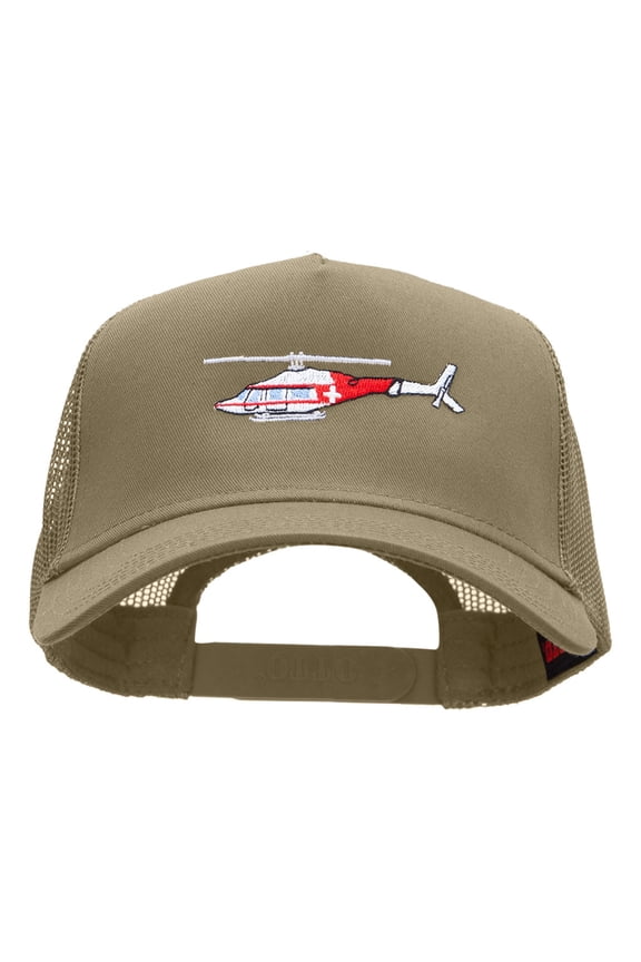 Helicopter Careflight Embroidered Cotton Mesh Trucker Cap - Khaki OSFM