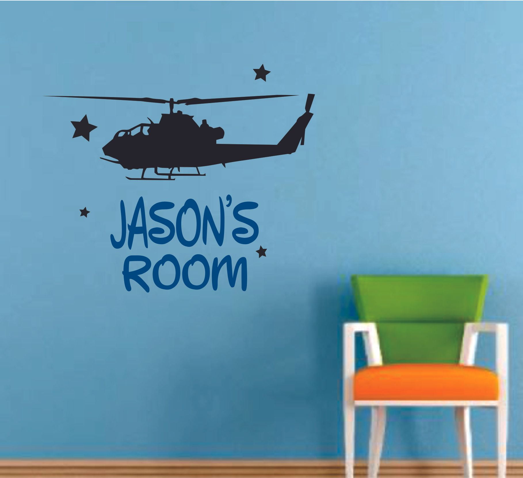 Military Helicopter Vinyl Wall Decal Sticker - Large Black Mural For Indoor/Outdoor Decor
