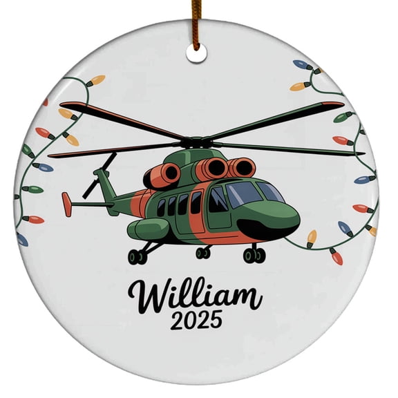 Helicopter Christmas Ornament 2025, Custom Name Text Year Helicopter Christmas Ornament for Kids Baby Son Daughter, Cute Xmas Tree Keepsake, Helicopter Christmas Ornament